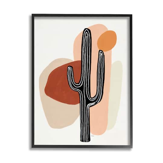 Stupell Industries Western Terracotta Abstract Desert Cactus Plant in Frame Wall Art